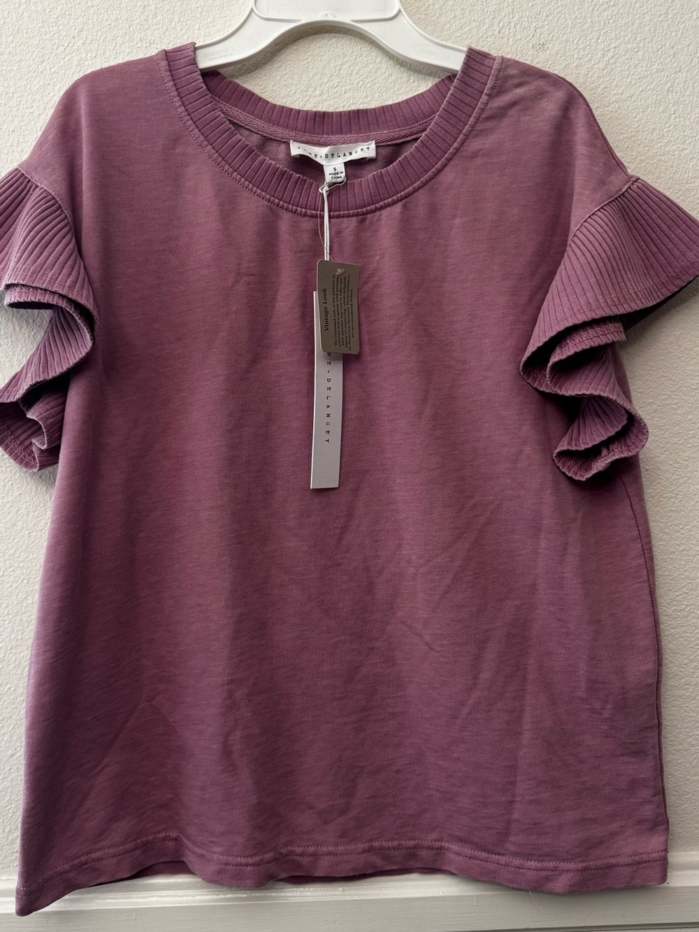 NWT Jane + Delancey Purple Knit Ruffle Sleeve Top – Size S